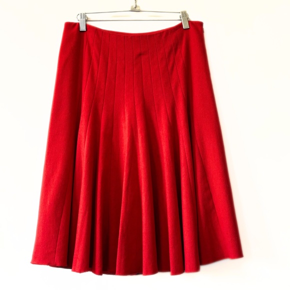 Club Monaco Wool Pleated Skirt Red Size 4 - Picture 1 of 7